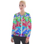 Colorful distorted shapes on a grey background                                                     Velour Zip Up Jacket