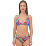 Colorful distorted shapes on a grey background                                                     Double Strap Halter Bikini Set