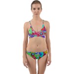 Colorful distorted shapes on a grey background                                                       Wrap Around Bikini Set