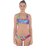 Colorful distorted shapes on a grey background                                                    Cross Back Hipster Bikini Set