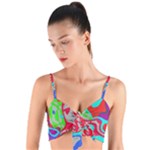 Colorful distorted shapes on a grey background                                                    Woven Tie Front Bralet