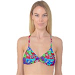 Colorful distorted shapes on a grey background                                                     Reversible Tri Bikini Top