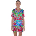 Colorful distorted shapes on a grey background                                                  Satin Short Sleeve Pyjamas Set