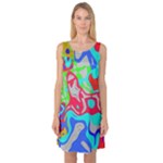 Colorful distorted shapes on a grey background                                                     Sleeveless Satin Nightdress