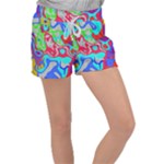 Colorful distorted shapes on a grey background                                                  Women s Velour Lounge Shorts