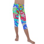 Colorful distorted shapes on a grey background                                                  Kids  Lightweight Velour Capri Leggings