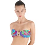 Colorful distorted shapes on a grey background                                                Twist Bandeau Bikini Top