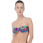 Colorful distorted shapes on a grey background                                                   Classic Bandeau Bikini Top