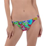 Colorful distorted shapes on a grey background                                                     Ring Detail Bikini Bottom