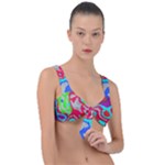 Colorful distorted shapes on a grey background                                                     Front Tie Bikini Top