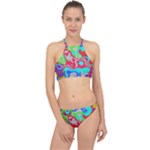 Colorful distorted shapes on a grey background                                                     Racer Front Bikini Set