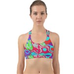 Colorful distorted shapes on a grey background                                                     Back Web Sports Bra