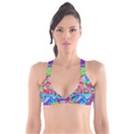 Colorful distorted shapes on a grey background                                                    Plunge Bikini Top