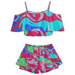 Kids  Off Shoulder Skirt Bikini 