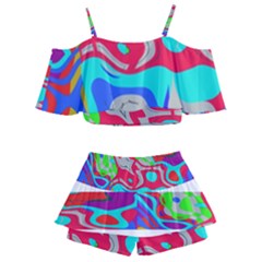 Kids  Off Shoulder Skirt Bikini 