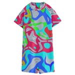 Colorful distorted shapes on a grey background                                                   Kids  Boyleg Half Suit Swimwear