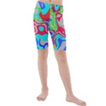 Colorful distorted shapes on a grey background                                                   Kids  Mid Length Swim Shorts