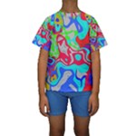 Colorful distorted shapes on a grey background                                                      Kid s Short Sleeve Swimwear