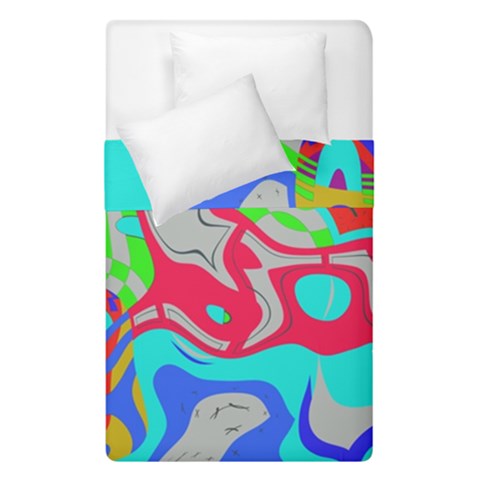 Colorful distorted shapes on a grey background                                                      Duvet Cover (Single Size) from ArtsNow.com