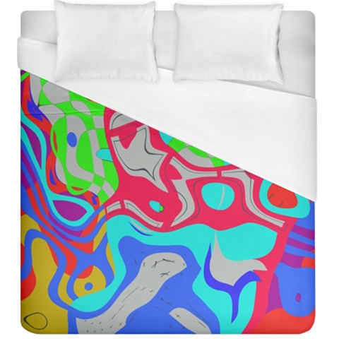 Colorful distorted shapes on a grey background                                                      Duvet Cover (King Size) from ArtsNow.com