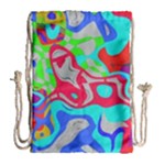 Colorful distorted shapes on a grey background                                                     Large Drawstring Bag