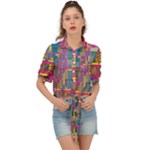 Colorful shapes texture                                                   Tie Front Shirt