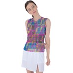 Colorful shapes texture                                                  Women s Sleeveless Mesh Sports Top