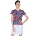 Colorful shapes texture                                                 Women s Mesh Sports Top