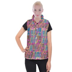 Colorful shapes texture                                                Women s Button Up Puffer Vest from ArtsNow.com