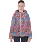 Colorful shapes texture                                                  Women s Hooded Puffer Jacket