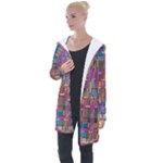 Colorful shapes texture                                                  Longline Hooded Cardigan