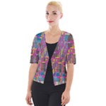 Colorful shapes texture                                                Cropped Button Cardigan