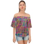 Colorful shapes texture                                                  Off Shoulder Short Sleeve Top