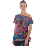 Colorful shapes texture                                                  Off Shoulder Tie-Up Tee