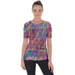 Colorful shapes texture                                                  Shoulder Cut Out Short Sleeve Top