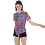 Colorful shapes texture                                                    Asymmetrical Short Sleeve Sports Tee