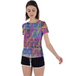 Colorful shapes texture                                                   Back Circle Cutout Sports Tee