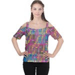 Colorful shapes texture                                                   Women s Cutout Shoulder Tee