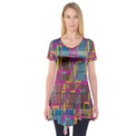 Colorful shapes texture                                                   Short Sleeve Tunic