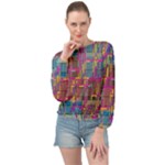 Colorful shapes texture                                                  Banded Bottom Chiffon Top