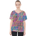 Colorful shapes texture                                                  V-Neck Dolman Drape Top