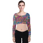 Colorful shapes texture                                                  Velvet Long Sleeve Crop Top