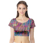 Colorful shapes texture                                                   Short Sleeve Crop Top