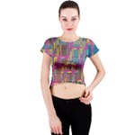 Colorful shapes texture                                                   Crew Neck Crop Top