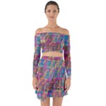 Colorful shapes texture                                                      Off Shoulder Top with Skirt Set