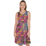 Colorful shapes texture                                                      Knee Length Skater Dress With Pockets