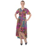 Colorful shapes texture                                                     Front Wrap High Low Dress