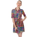 Colorful shapes texture                                                      Belted Shirt Dress