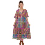 Colorful shapes texture                                                     Kimono Sleeve Boho Dress