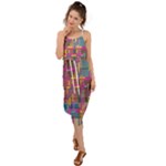 Colorful shapes texture                                                   Waist Tie Cover Up Chiffon Dress